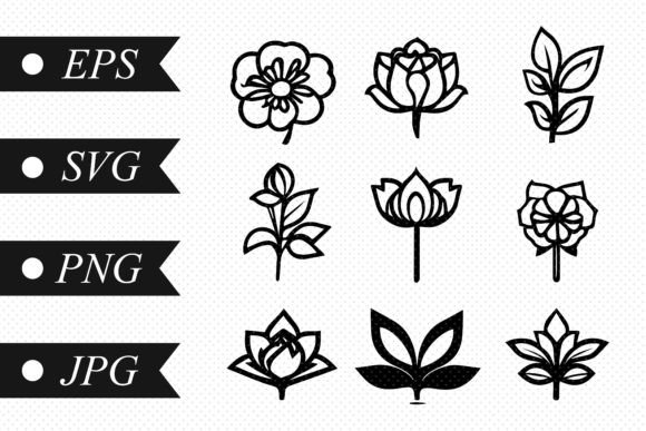 Download Set of Linear Flowers - Line Collection