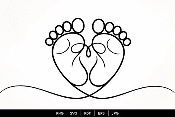Download Baby Feet Heart Outline SVG - Line Collection