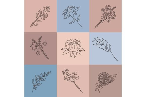 Download Minimalist Line Flowers. Simple Poster - Line Collection