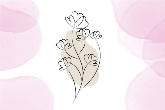 Download Isolated Flower Line Art with Leaf - Line Collection
