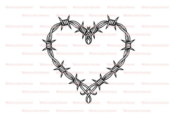 Download Barbed Wire Heart SVG Line Art Cut File - Line Collection