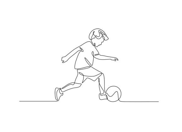 Download Boy Playing Ball One Line SVG - Line Collection