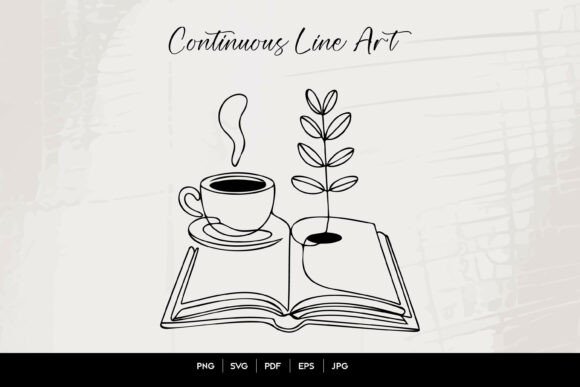 Download Continuous Line Coffee Book Art - Line Collection