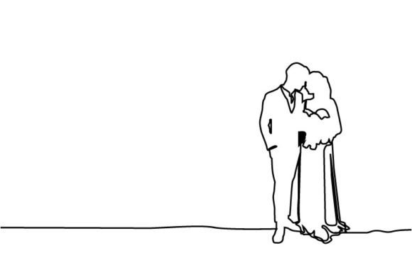 Download Abstract Line Art Couple Wedding Vector - Line Collection