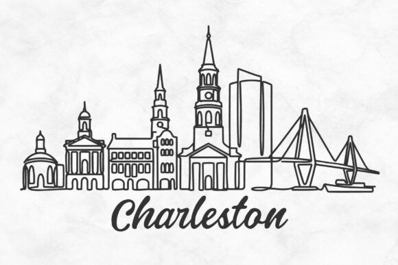 Download Charleston Skyline Minimalism Drawing - Line Collection