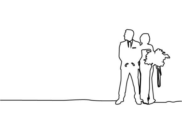 Download Abstract Line Art Couple Wedding Vector - Line Collection