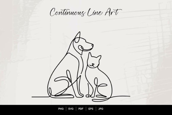 Download Dog and Cat Line Art - Line Collection
