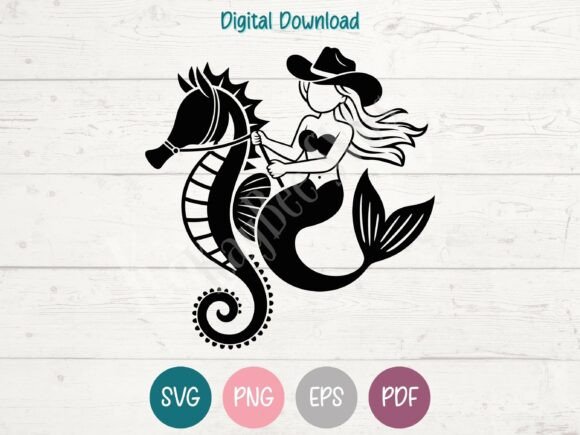 Download Cowgirl Mermaid Leading Seahorse SVG - Seahorse svg Collection