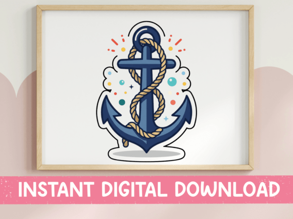 Download Nautical Anchor with Rope Sticker - Premium Resources