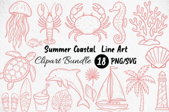 Download Summer Coastal Line Art Clipart - Line Collection