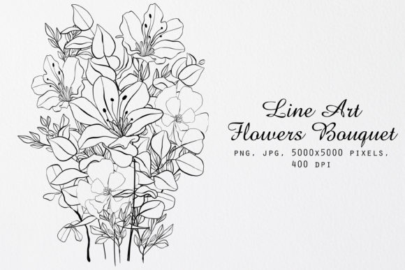 Download Line Art Flowers Bouquet - Line Collection