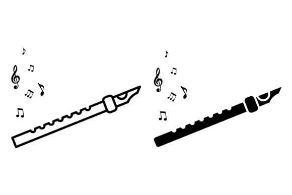 Download Linear Icon. Wooden Flute Plays a Melody - Line Collection