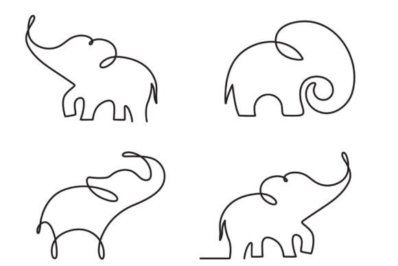 Download Elephant Single Line Art Set - Line Collection