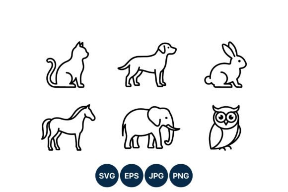 Download Black and White Animal Line Art Icons - Line Collection