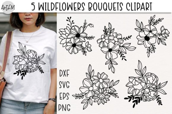 Download Wildflower Bouquets | Line Art Flowers - Line Collection