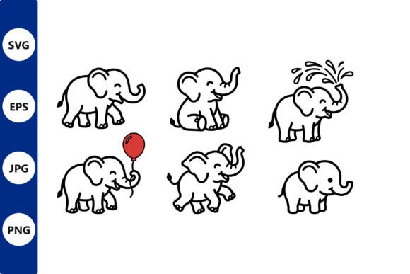 Download Elephant Line Art Set - Line Collection