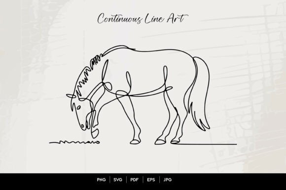 Download Continuous Line Horse Grazing - Line Collection