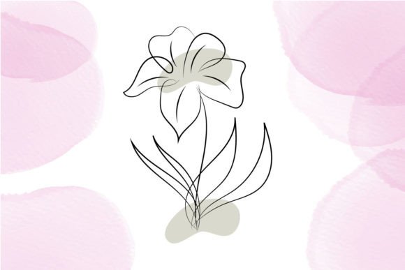 Download Isolated Flower Line Art with Leaf - Line Collection